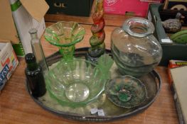A tray and various glassware.