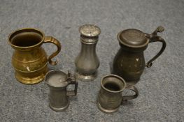 Various pewter measures etc.