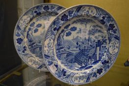 A pair of Wedgwood blue and white plates.