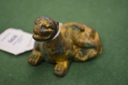 A Chinese gilded metal seated lion.