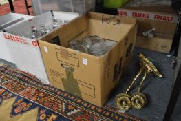 Ormolu light fitting and various glass shades etc.