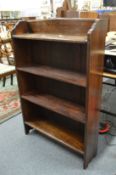 An oak open bookcase.