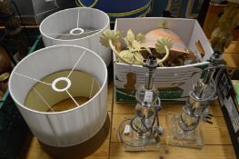 A pair of modern table lamps and other lighting.