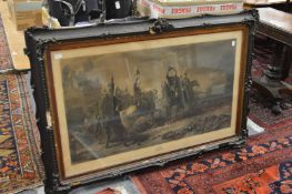 The meeting of Wellington and Blucher on the evening of the victory at Waterloo, large engraving