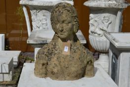 A composite garden bust of a young lady.