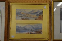 Two Victorian watercolours of lakes, framed as one.