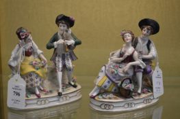 A pair of continental porcelain figure groups.