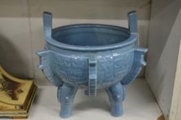 A Chinese pale blue pottery censor.
