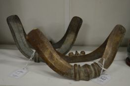 A near pair of Sonofu ivory coast bronze ceremonial ankle dance bracelets.