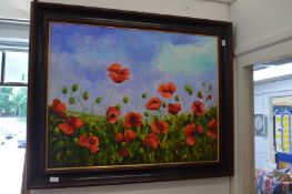 Sue Fitzgerald, A field of poppies, oil on canvas, signed.