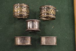 Five napkin rings.