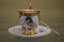 A French porcelain cup and saucer.