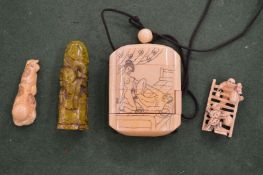 An erotic bone netsuke etc.