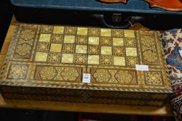 An Eastern inlaid backgammon box.