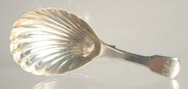 A GEORGE III SILVER SHELL BOWL CADDY SPOON. London 1785.