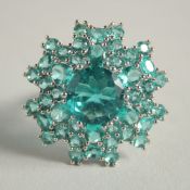 A SILVER AN GEMSTONE RING.