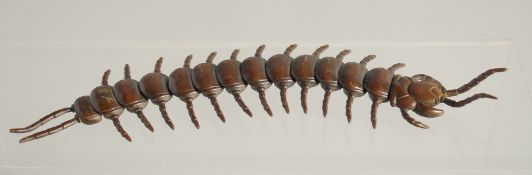 A JAPANESE BRONZE ARTICULATED CENTIPEDE. 6ins long.