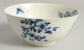AN 18TH CENTURY WORCESTER RARE PUNCH BOWL painted with the Prunus Root pattern, workman's mark.
