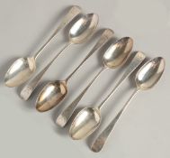 A SET OF SIX GEORGE III SILVER HESTER BATEMAN TEASPOONS with griffin crest. London 1783.