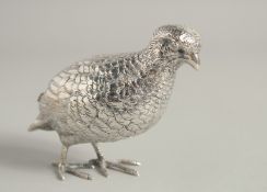 A SILVER MODEL OF A QUAIL. 4.75ins long.