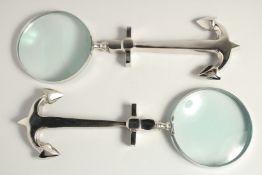 A PAIR OF MAGNIFYING GLASSES with anchor handles.