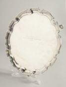A SILVER PIE CRUST SALVER 