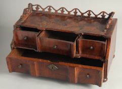 A GOOD GEORGIAN MAHOGANY DRESSING TABLE BASE, with pierced fret carving, one long and three small