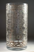 PAOLA NAVONE for EGIZIA ARCENTO. A LARGE SILVER MOUNTED CIRCULAR GLASS VASE. 16ins high, 7ins