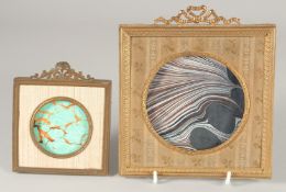 TWO EMPIRE PHOTOGRAPH FRAMES. 2.5ins x 2.5ins & 4ins x 4ins.