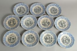 A SET OF ELEVEN FRENCH PLATES depicting amusing figure subjects.
