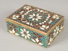 A SMALL RUSSIAN SILVER ENAMEL BOX AND COVER. 1.75ins. Mark: Head 84.