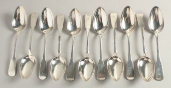A SET OF ELEVEN SILVER PERTH by ROBERT KEAY TABLESPOONS. Weight 21ozs.