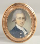 A SUPERB GEORGE III OVAL PORTRAIT MINIATURE OF A GENTLEMAN, attributed to John Smart