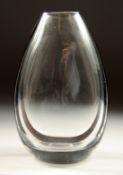 A SMOKEY GLASS VASE. No. 1236. Printed Kosta mark. 7ins high.
