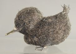 A MARIO BUCCULLATI SILVER THREAD DUCK. Signed. 3.5ins long in a blue box.
