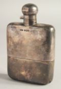 A HEAVY PLAIN SILVER WHISKY FLASK Sheffield 1918, weight 8ozs.