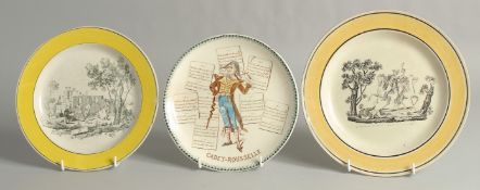 THREE 18TH - 19TH CENTURY FRENCH PLATES. 7.5ins - 8ins diameter.