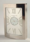 A GOOD A. DUNHILL LTD. CHROME CLOCK, No. A L 00383 0935 AL DU. 2.75ins high in a black Dunhill box.