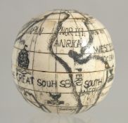 AN ETCHED BOWL GLOBE. 2.5ins diameter
