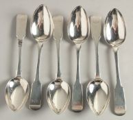 A SET OF SIX SILVER PERTH by JOHN PRINGLE DESSERT SPOONS. Weight 6ozs.