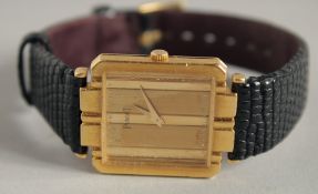A GENTLEMAN'S 18CT GOLD WRISTWATCH with leather strap. No. 8113 436 806.