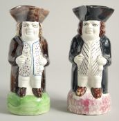 TWO SMALL TOBY JUGS. 7ins high.