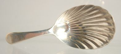 A GEORGE III SILVER SHELL BOWL CADDY SPOON. London 1785.