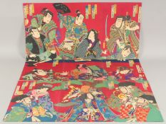 TOYOHARA KUNICHIKA (1835-1900): A LATE 19TH CENTURY SET OF THREE JAPANESE WOODBLOCK PRINTS depicting