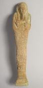 AN EGYPTIAN USHABTI FIGURE, 16cm.