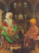 TWO RARE 20TH CENTURY INDIAN SIKH LITHOGRAPH PRINTS, each mounted to backing board with decorative