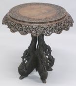 A 19TH CENTURY ANGLO-INDIAN CARVED HARDWOOD CIRCULAR CENTRE TABLE, with finely carved and pierced