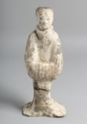A CHINESE STANDING POTTERY FIGURE. 29.5cm high