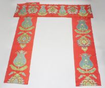 A THREE-PIECE SET OF UZBEK DOOR SURROUND EMBROIDERED TEXTILES, each piece embroidered with