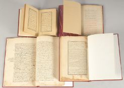 FOUR PERSIAN HARDBACK BOUND MANUSCRIPTS, each with later uniform binding, various sizes, (4).